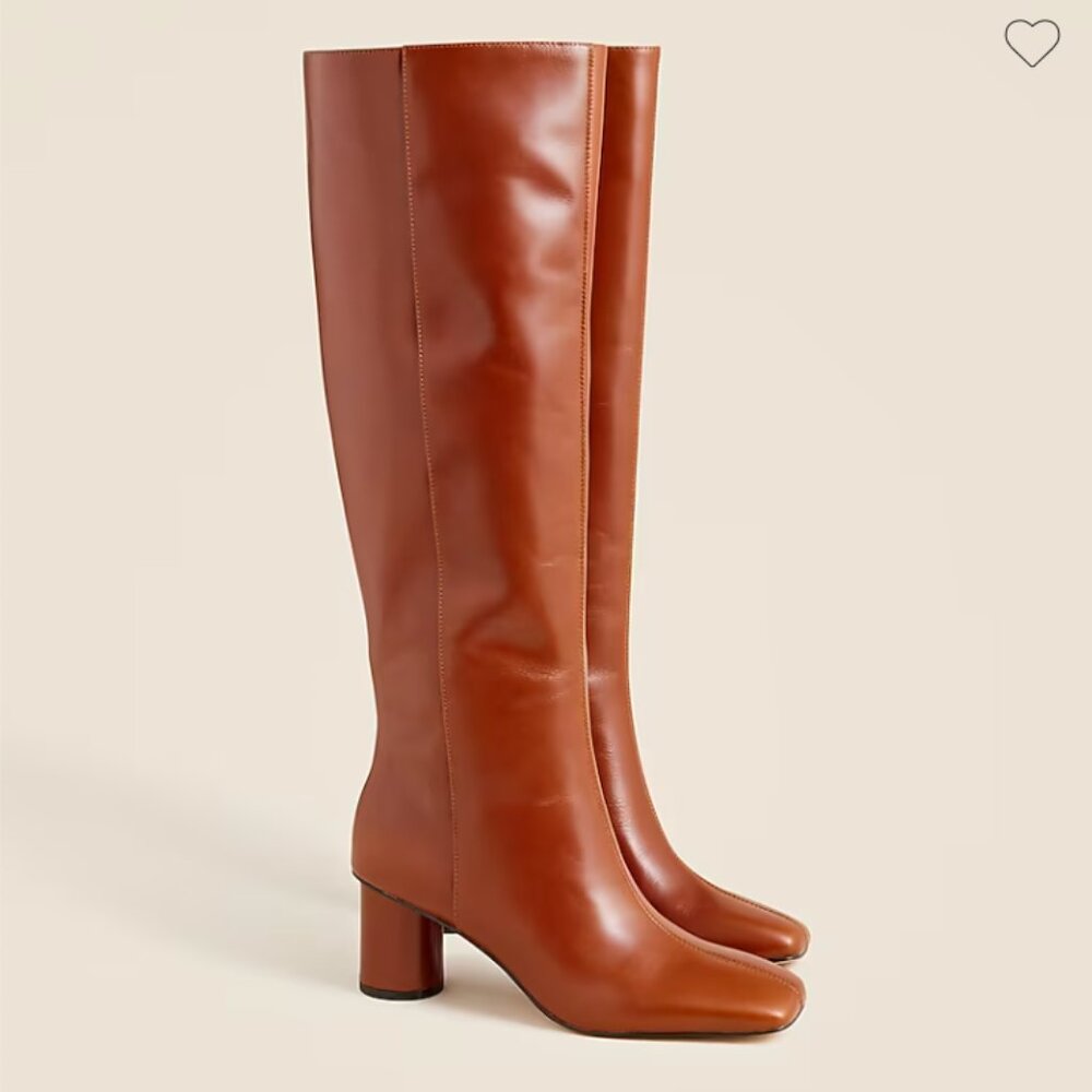 Knee-high round-heel boots in leather